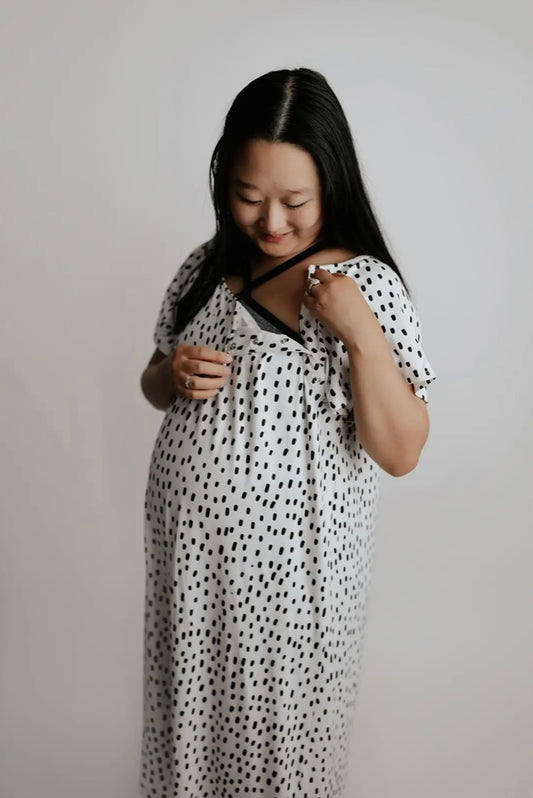 Black Dot Labor And Delivery/Nursing Gown